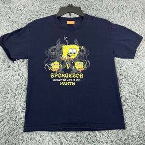 Nickelodeon Adult Shirt Medium Blue Vintage Spongebob Squarepants Karate Mens